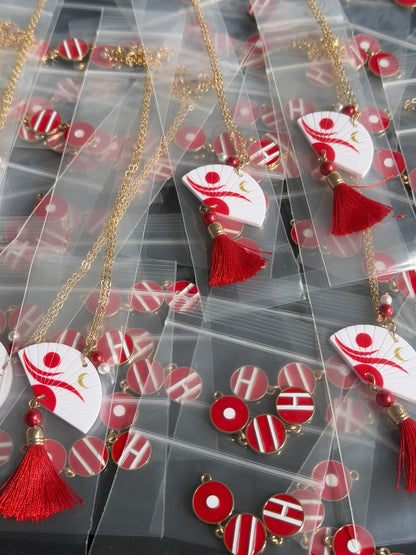 Red Fan Tassel Statement Necklace | Kpop Concert Jewelry | Gold Chain Stadium Outfit | kpop Inspired Fan Gift