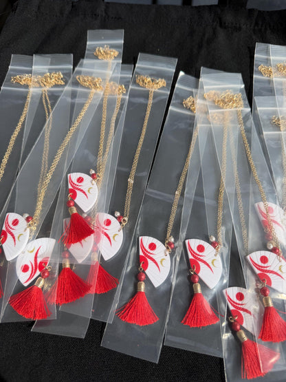 Red Fan Tassel Statement Necklace | Kpop Concert Jewelry | Gold Chain Stadium Outfit | kpop Inspired Fan Gift
