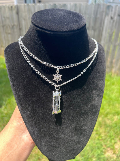 Ateez hourglass necklace, Ateez concert accessory, chromer, kpop jewelry, layered necklace