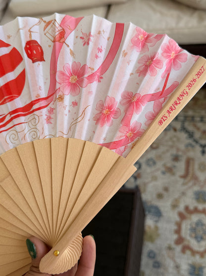 Arirang-Inspired Kpop Concert Folding Fan – Cherry Blossom Korean Aesthetic Hand Fan, Festival & Tour Essential, Cute Summer Accessory